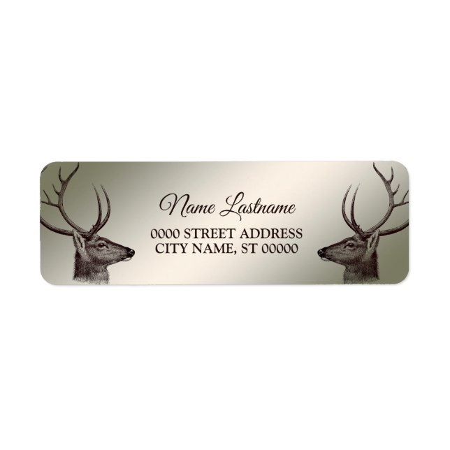 Christmas Return Address Floral Golden Winter Label (Front)