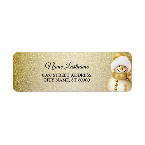 Christmas Return Address Gold Snowman Snowflakes  Label
