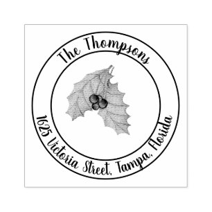 Christmas Return Address Greenery Rubber Stamp
