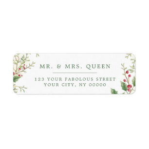 Christmas Return Address holly berries Label