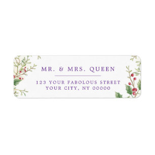 Christmas Return Address holly berries Label