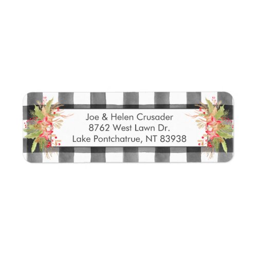 Christmas Return Address Label with Buffalo Plaid