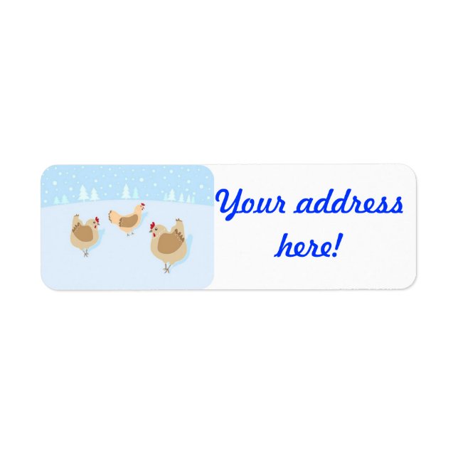Christmas return address label with chickens! (Front)