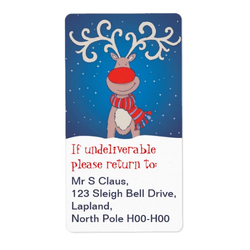 Christmas return address labels blue