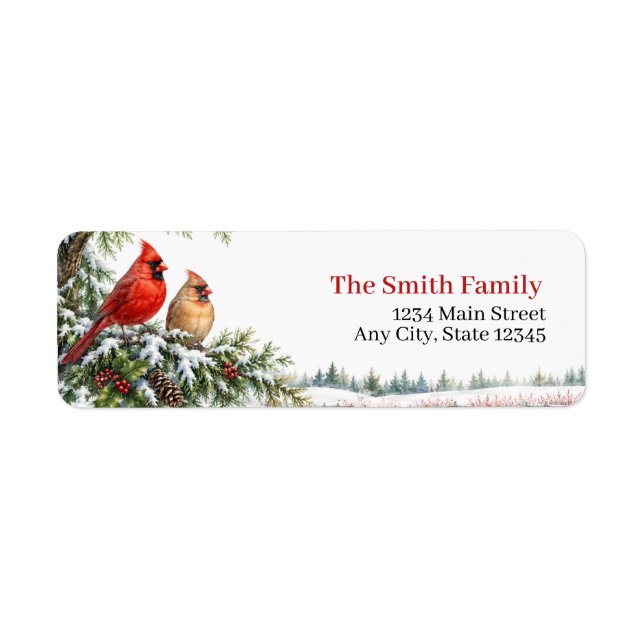 Christmas Return Address Labels | Cardinal Winter  (Front)