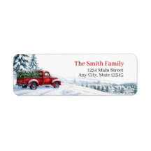Christmas Return Address Labels | Red Truck Tree