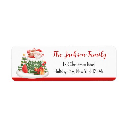 Christmas Return Address Labels Santa  Socks