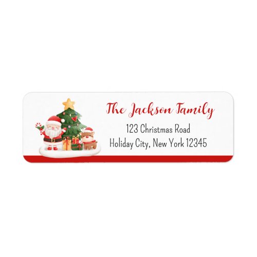 Christmas Return Address Labels Santa  Tree