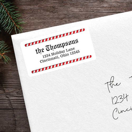 Christmas Return Address Red and White Label