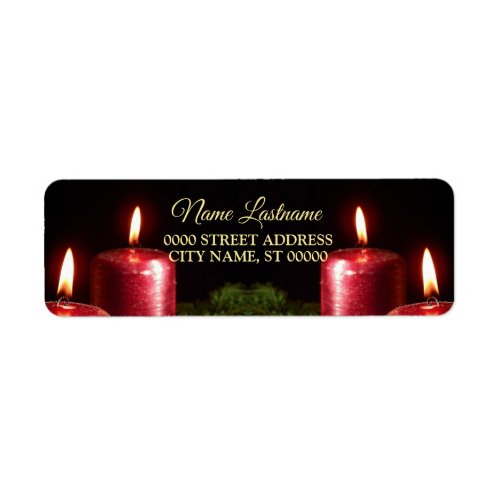 Christmas Return Address Red Candle Winter Holiday Label