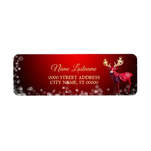 Christmas Return Address Red Reindeer Winter Label