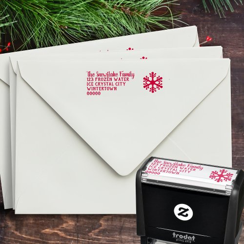 Christmas Return Address Simple Snowflake Self_inking Stamp