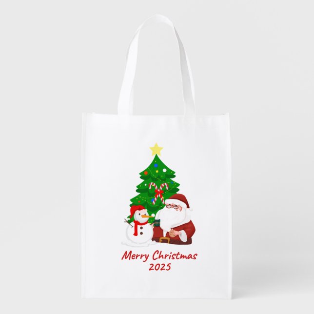 Christmas Reusable Grocery Bag (Front)