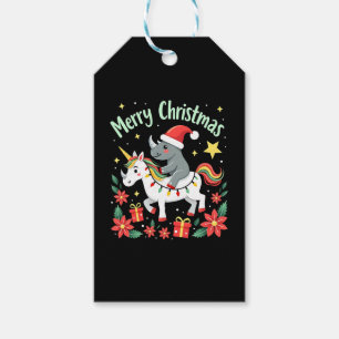 Christmas Rhino Merry Christmas Unicorn Rhino T-Sh Gift Tags