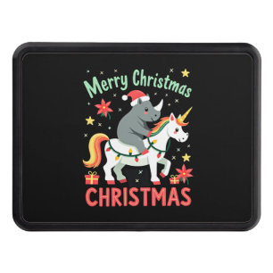 Christmas Rhino Merry Christmas Unicorn Rhino T-Sh Hitch Cover