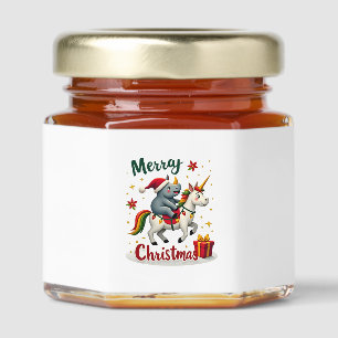 Christmas Rhino Merry Christmas Unicorn Rhino T-Sh Honey Jar Favors