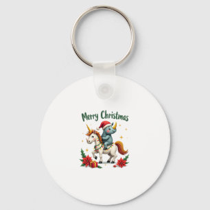 Christmas Rhino Merry Christmas Unicorn Rhino T-Sh Keychain
