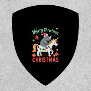 Christmas Rhino Merry Christmas Unicorn Rhino T-Sh Patch