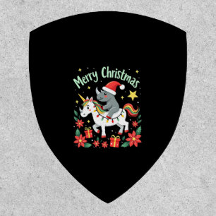 Christmas Rhino Merry Christmas Unicorn Rhino T-Sh Patch