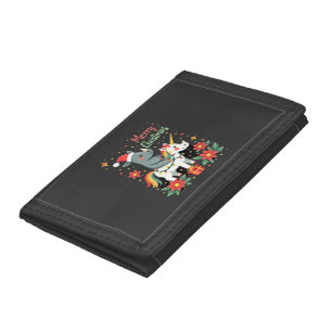 Christmas Rhino Merry Christmas Unicorn Rhino T-Sh Tri-fold Wallet