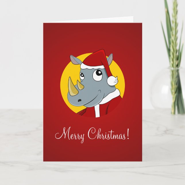 Christmas rhinoceros cartoon holiday card (Front)
