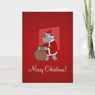Christmas rhinoceros cartoon holiday card