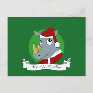 Christmas rhinoceros cartoon holiday postcard