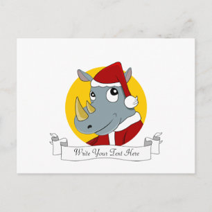 Christmas rhinoceros cartoon holiday postcard