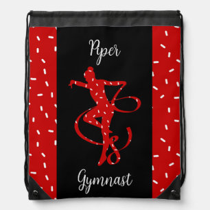 Christmas Rhythmic Gymnastics Red Candy Sprinkle Drawstring Bag