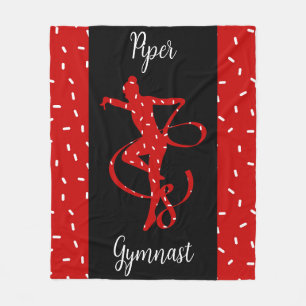 Christmas Rhythmic Gymnastics Red Candy Sprinkle Fleece Blanket