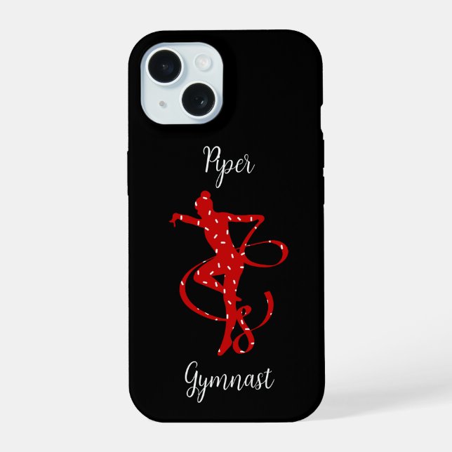 Christmas Rhythmic Gymnastics Red Candy Sprinkle iPhone 15 Case (Back)