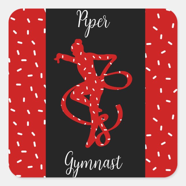 Christmas Rhythmic Gymnastics Red Candy Sprinkle Square Sticker (Front)