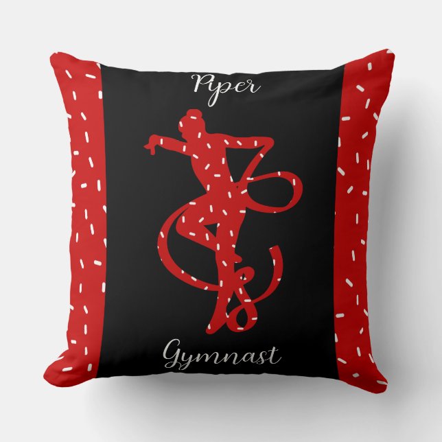 Christmas Rhythmic Gymnastics Red Candy Sprinkle Throw Pillow (Front)