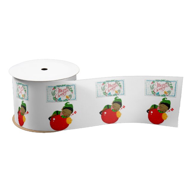 Christmas Ribbon, African Elf Satin Ribbon (Spool)