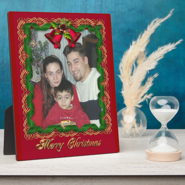 Christmas ribbon and gold filigree  plaque photo (Side)