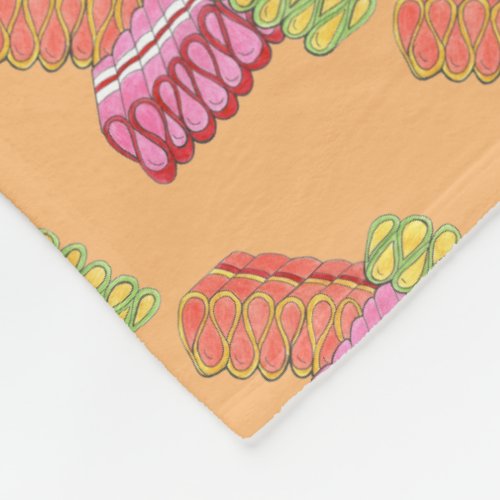 Christmas Ribbon Candy Orange Holiday Xmas Sweets Fleece Blanket