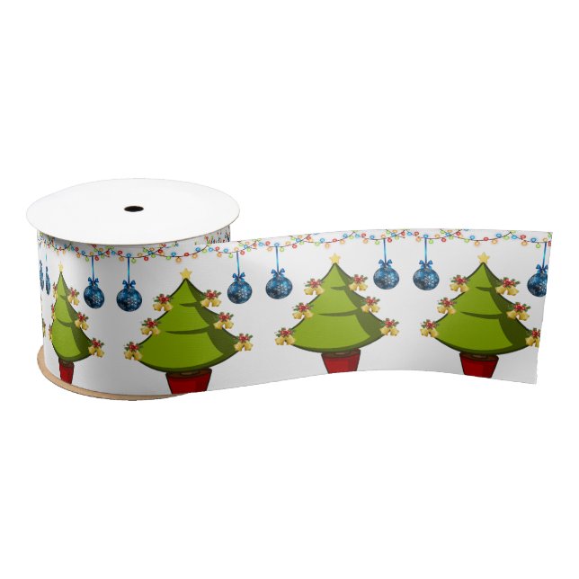 Christmas Ribbon, Christmas Tree Satin Ribbon (Spool)