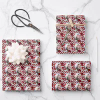 Christmas Photo Collage Holiday Red Newspaper Wrapping Paper Sheets