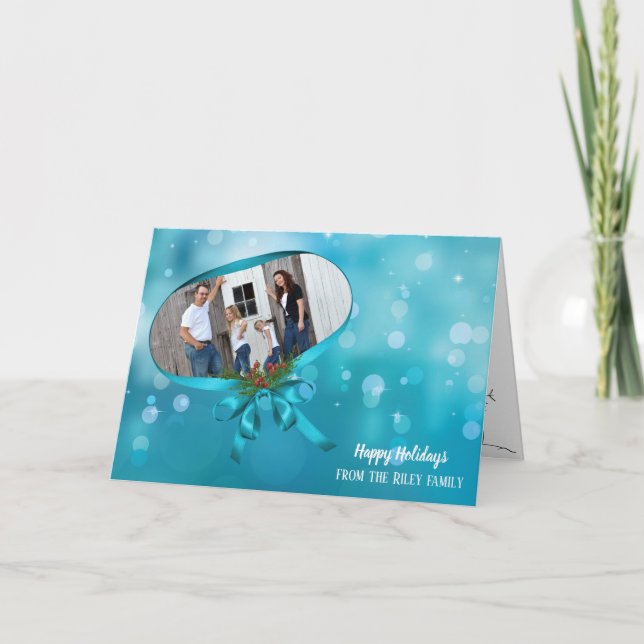 Christmas ribbon frame with bow card (Front)