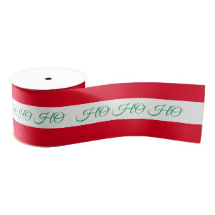 Christmas Ribbon & Ho Ho Ho Stripe Red/Green candy