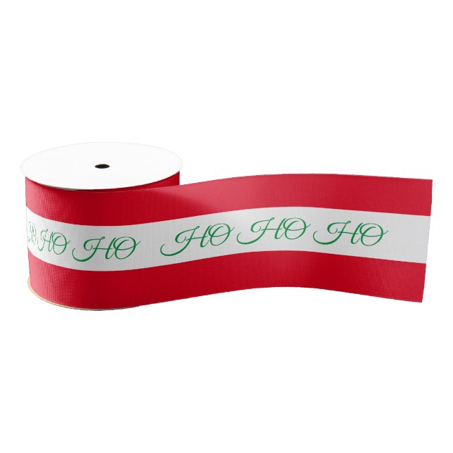 Christmas Ribbon & Ho Ho Ho Stripe Red/Green candy (Spool)