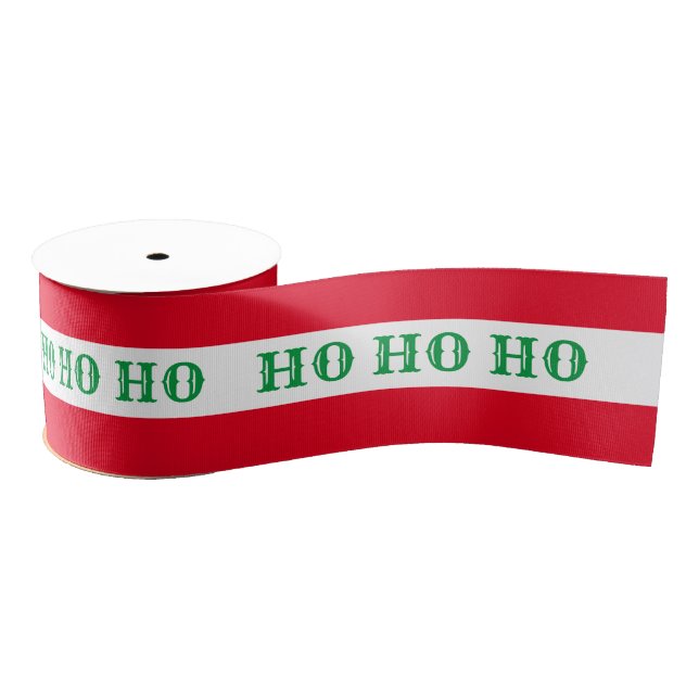 Christmas Ribbon & Ho Ho Ho Stripe Red/Green candy (Spool)