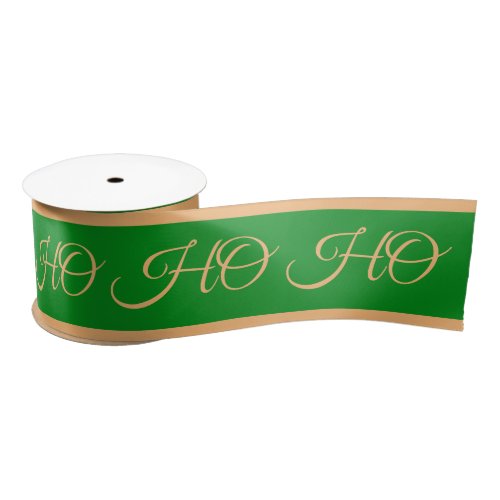 Christmas Ribbon  Ho Ho Ho Stripes GreenGold