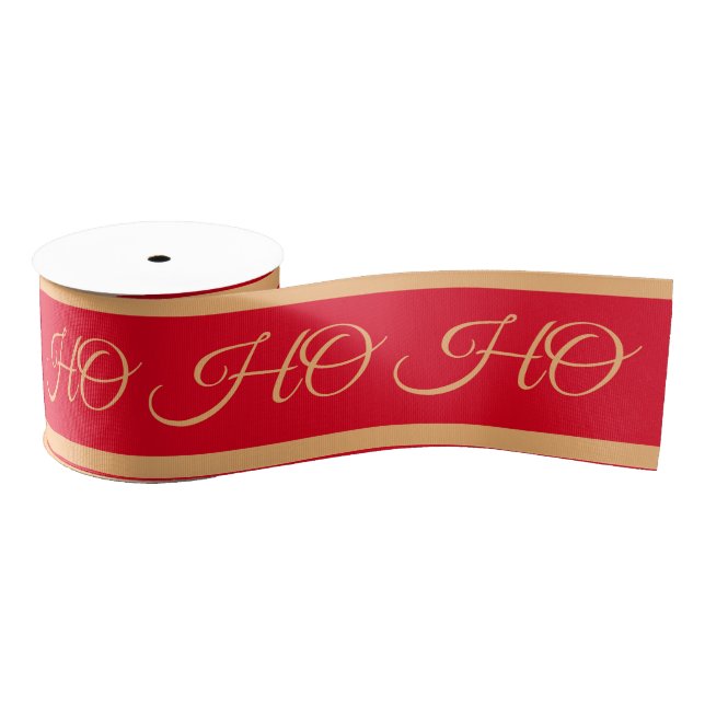 Christmas Ribbon & Ho Ho Ho Stripes Red/Gold candy (Spool)
