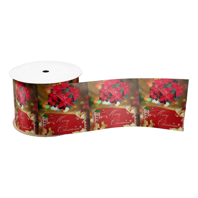 Christmas Ribbon, Merry Christmas Satin Ribbon (Spool)