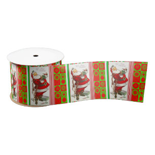 Christmas Ribbon, Santa Satin Ribbon