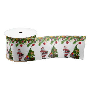 Christmas Ribbon, Santa Satin Ribbon