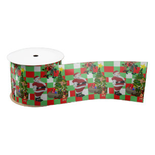 Christmas Ribbon, Santa Satin Ribbon