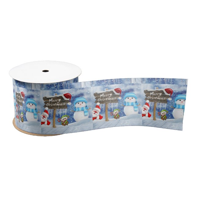Christmas Ribbon, Snowman Satin Ribbon (Spool)