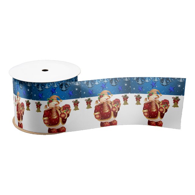 Christmas Ribbon, Snowman Satin Ribbon (Spool)